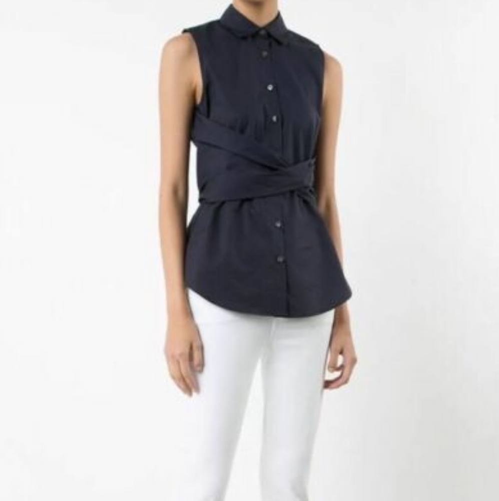 Derek Lam 10 Crosby Twist Front Sleeveless Blouse